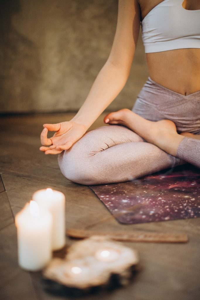 meditating with candles and incense